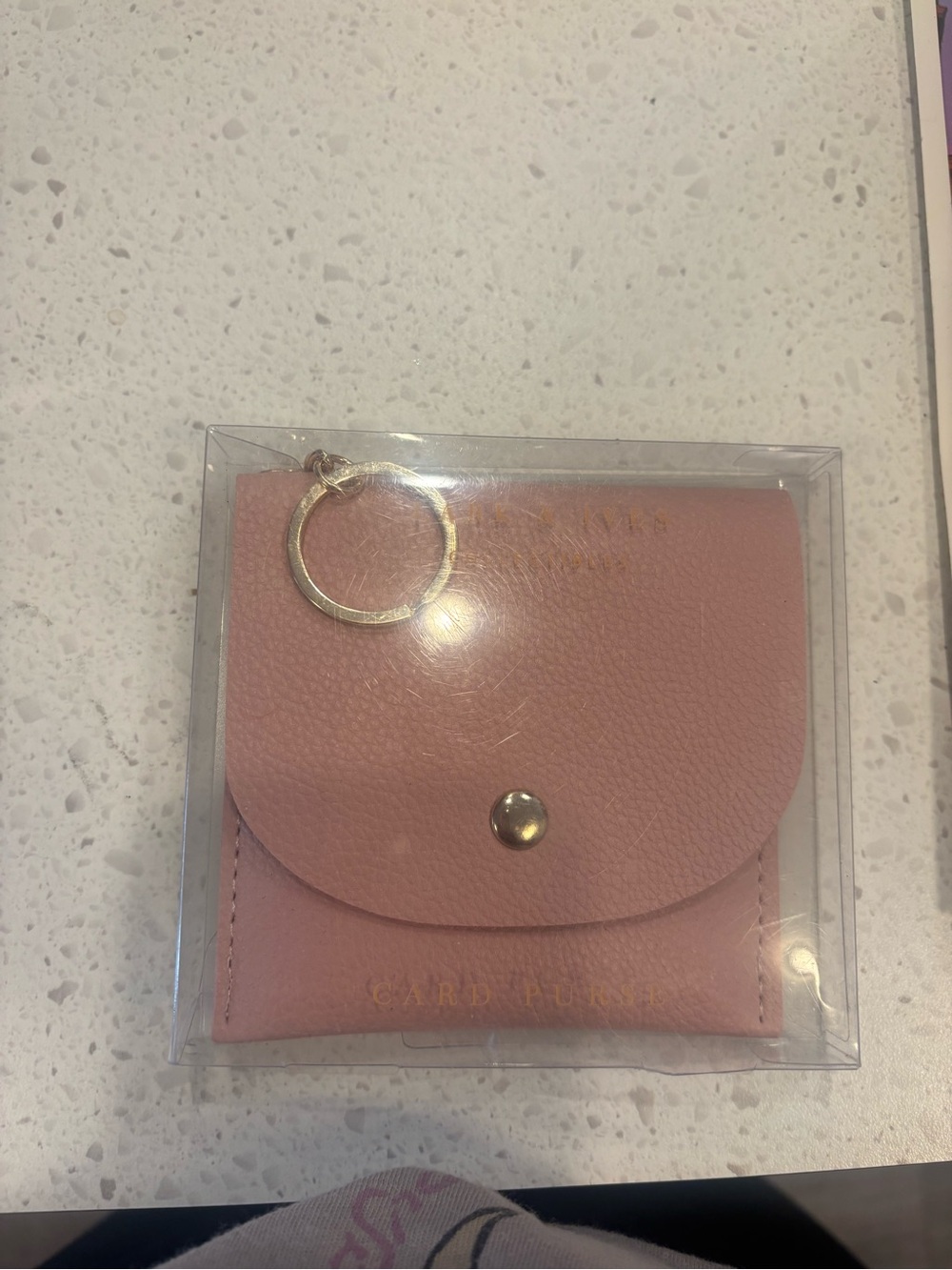 Blush Pink Leather Card & Key Pouch